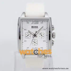 Hugo Boss Men’s Quartz White Silicone Strap White Dial 39mm Watch 1502208