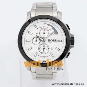 Hugo Boss Men’s Quartz Silver Stainless Steel White Dial 46mm Watch 1512391