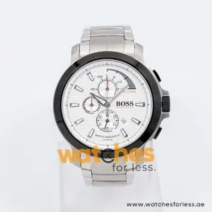 Hugo Boss Men’s Quartz Silver Stainless Steel White Dial 46mm Watch 1512391