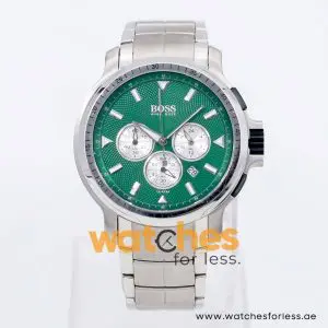Hugo Boss Men’s Quartz Silver Stainless Steel Green Dial 43mm Watch 1512112