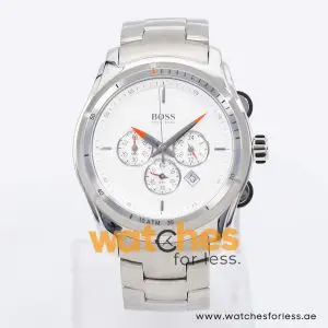 Hugo Boss Men’s Quartz Silver Stainless Steel White Dial 43mm Watch 1512155