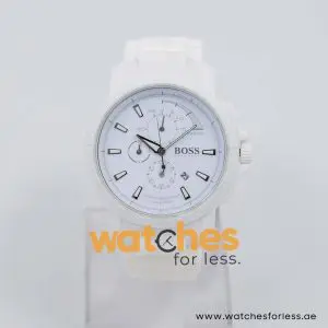 Hugo Boss Men’s Quartz White Silicone Strap White Dial 46mm Watch 1512848