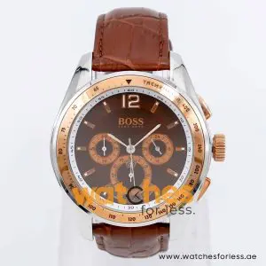 Hugo Boss Men’s Quartz Dark Brown Leather Strap Dark Brown Dial 46mm Watch 1512515/4