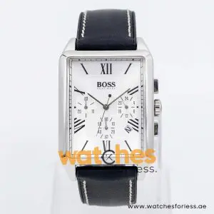 Hugo Boss Men’s Quartz Black Hybrid Strap Silver Sunray Dial 34mm Watch 1512577