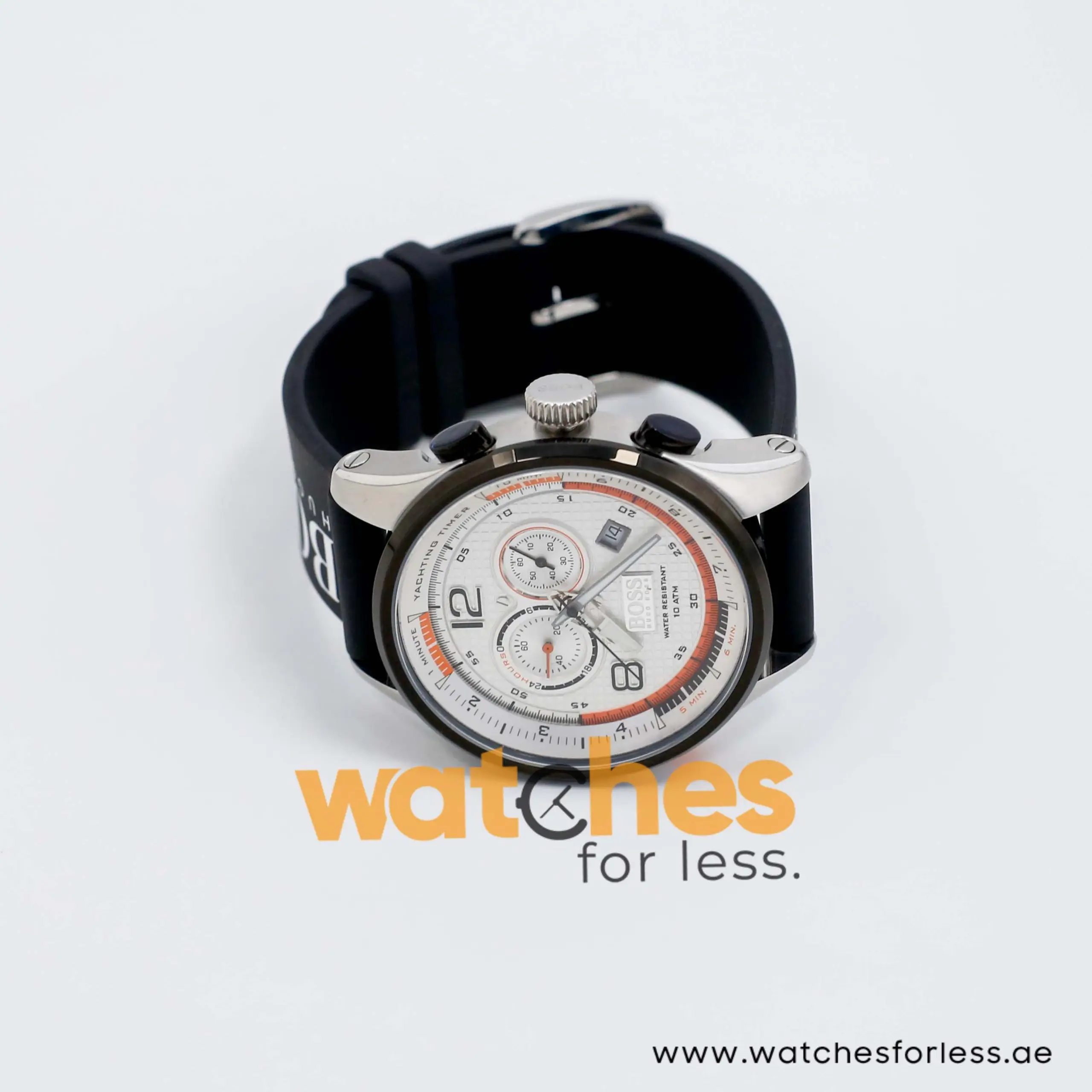 Hugo Boss Men’s Quartz Black Silicone Strap Silver Sunray Dial 45mm Watch 1512501 UAE DUBAI AJMAN SHARJAH ABU DHABI RAS AL KHAIMA UMM UL QUWAIN ALAIN FUJAIRAH