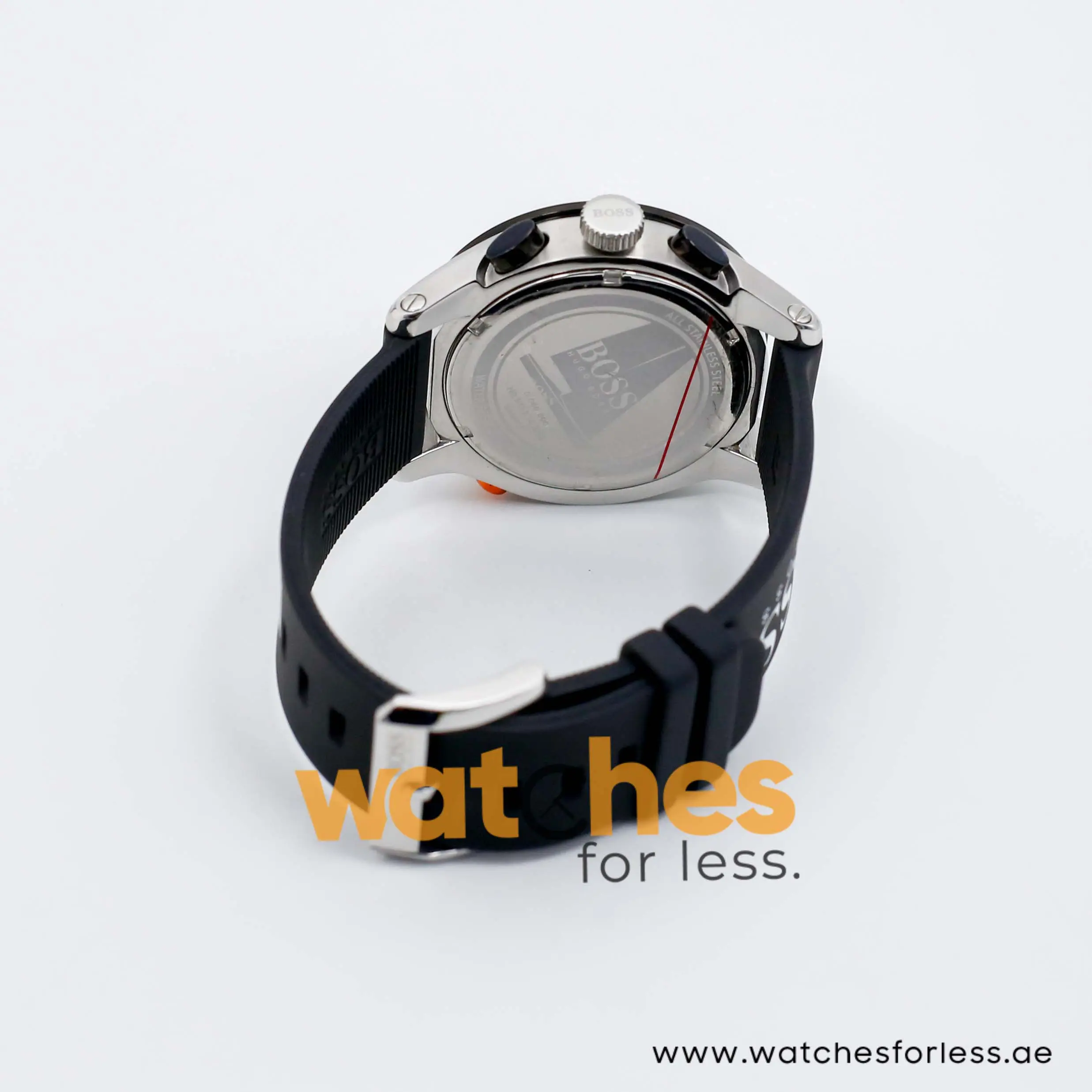 Hugo Boss Men’s Quartz Black Silicone Strap Silver Sunray Dial 45mm Watch 1512501