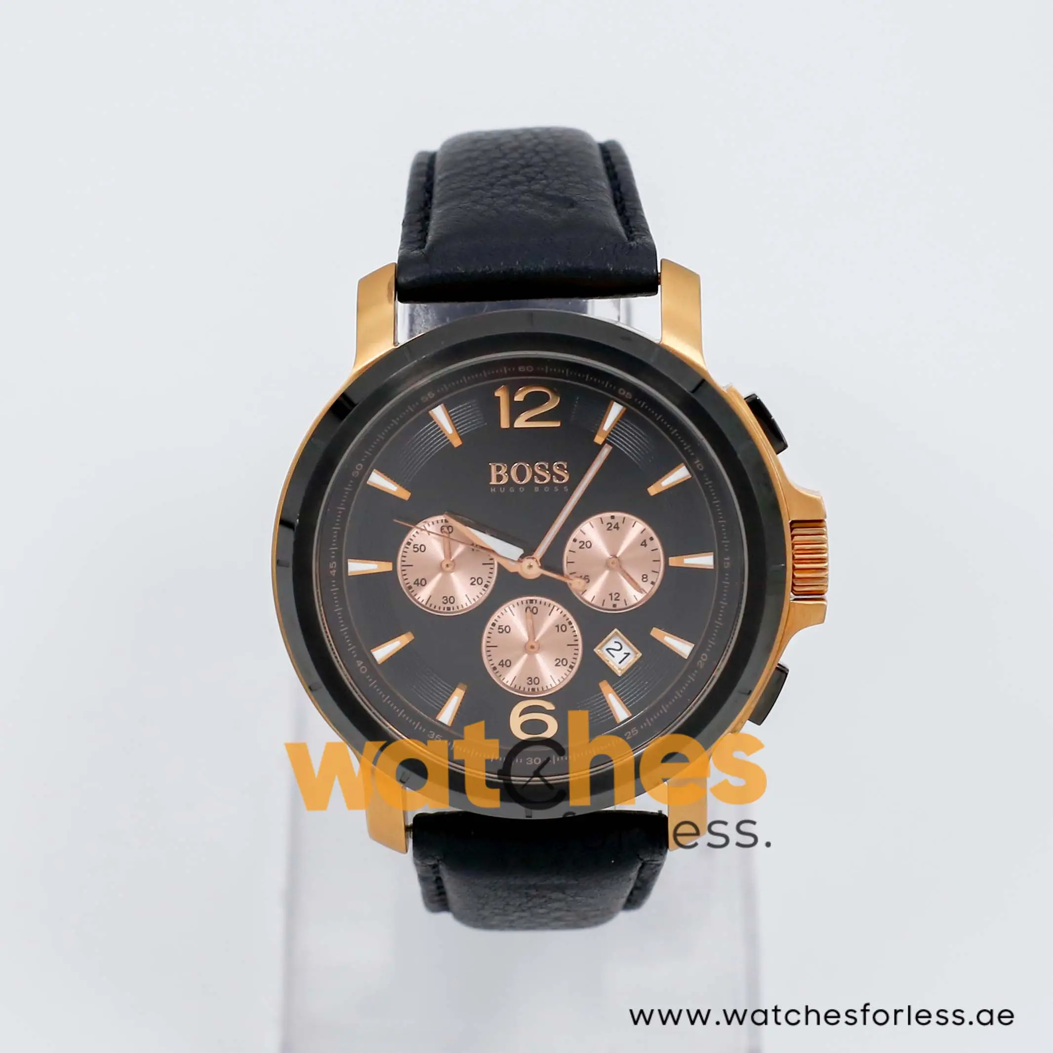 Hugo Boss Men’s Quartz Black Leather Strap Black Dial 47mm Watch 1512457