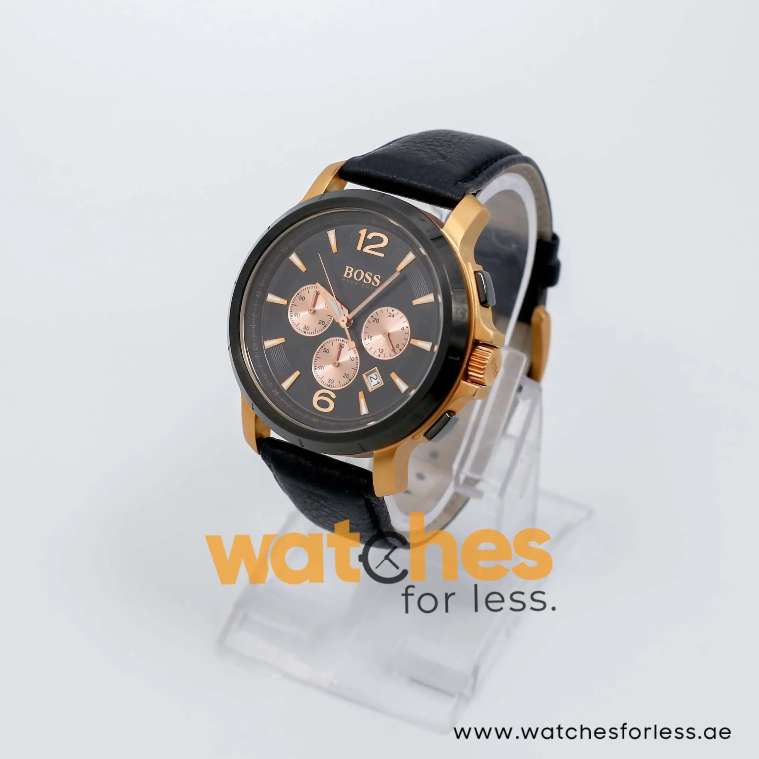 Hugo Boss Men’s Quartz Black Leather Strap Black Dial 47mm Watch 1512457