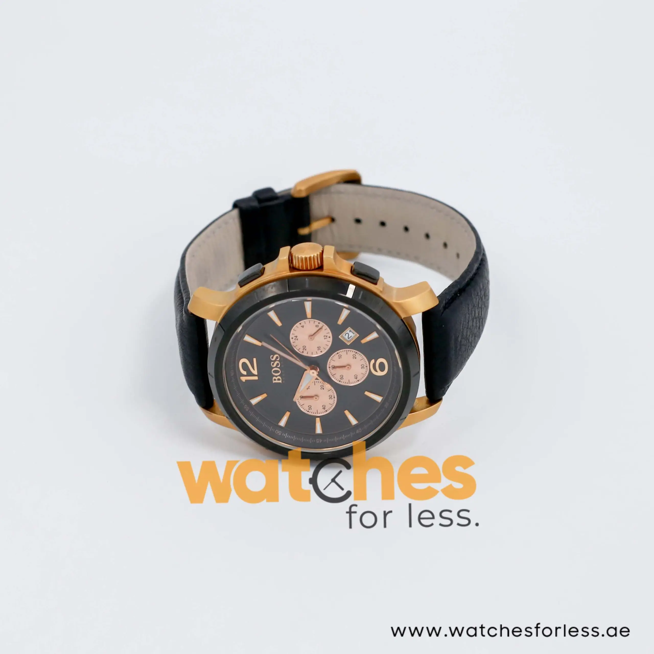 Hugo Boss Men’s Quartz Black Leather Strap Black Dial 47mm Watch 1512457