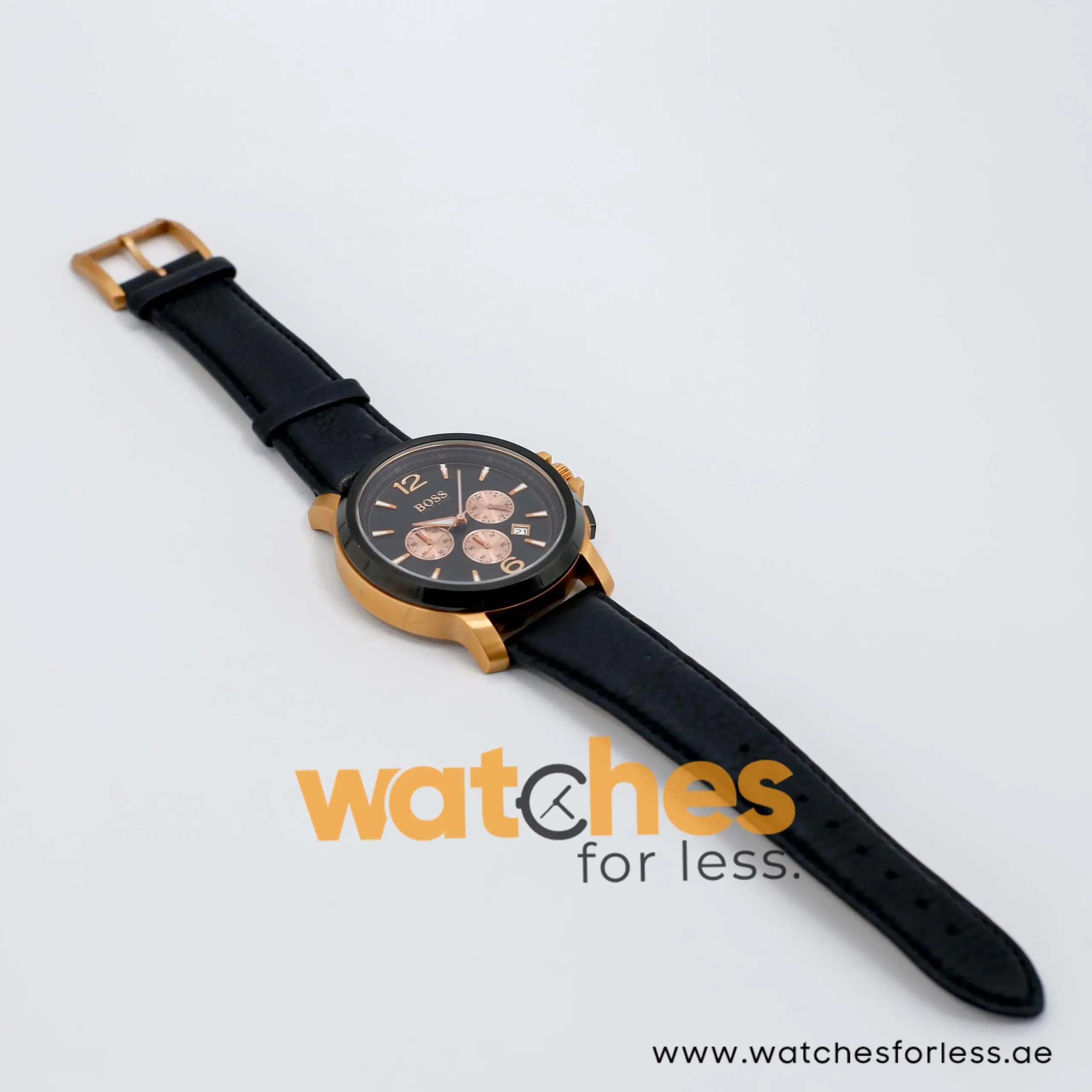 Hugo Boss Men’s Quartz Black Leather Strap Black Dial 47mm Watch 1512457