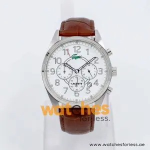 Lacoste Men’s Quartz Brown Leather Strap White Dial 43mm Watch 2010620 UAE DUBAI AJMAN SHARJAH ABU DHABI RAS AL KHAIMA UMM UL QUWAIN ALAIN FUJAIRAH