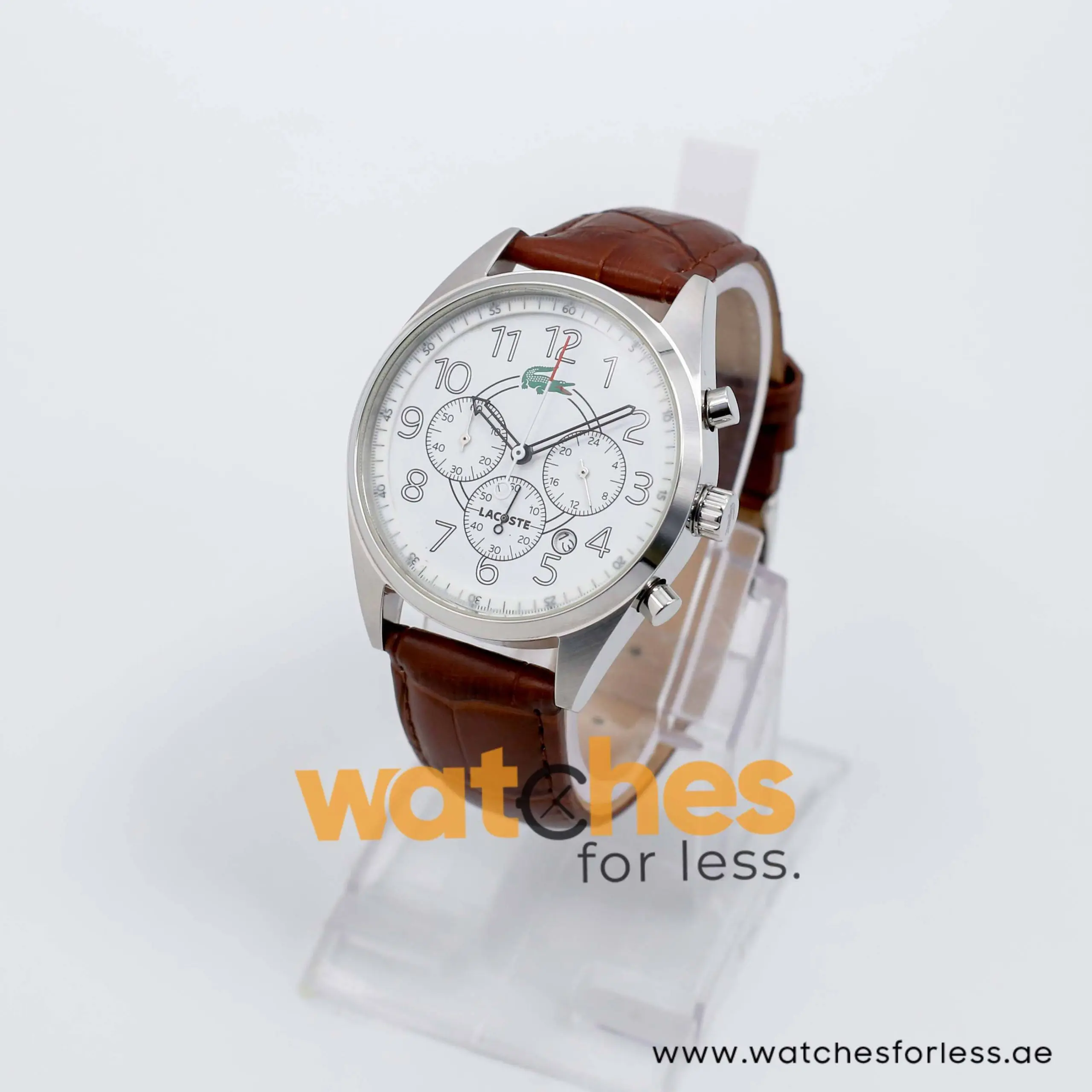 Lacoste Men’s Quartz Brown Leather Strap White Dial 43mm Watch 2010620 Lacoste Men’s Quartz Brown Leather Strap White Dial 43mm Watch 2010620 UAE DUBAI AJMAN SHARJAH ABU DHABI RAS AL KHAIMA UMM UL QUWAIN ALAIN FUJAIRAH