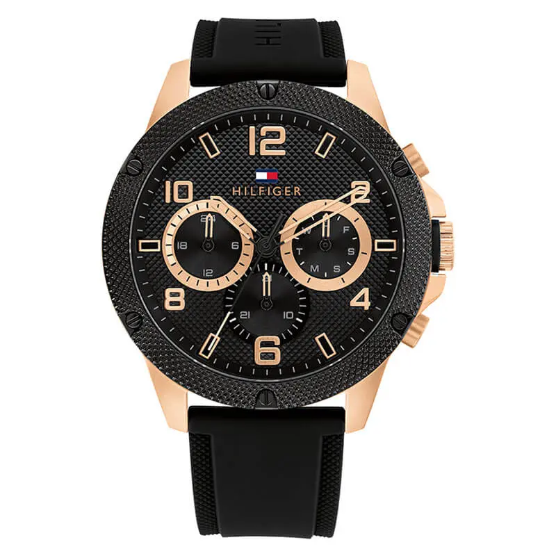 Tommy Hilfiger Men’s Quartz Black Silicone Strap Black Dial 46mm Watch 1792028 UAE DUBAI AJMAN SHARJAH ABU DHABI RAS AL KHAIMA UMM UL QUWAIN ALAIN FUJAIRAH