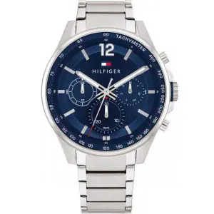 Tommy Hilfiger Men’s Quartz Silver Stainless Steel Blue Dial 44mm Watch 1791973 UAE DUBAI AJMAN SHARJAH ABU DHABI RAS AL KHAIMA UMM UL QUWAIN ALAIN FUJAIRAH