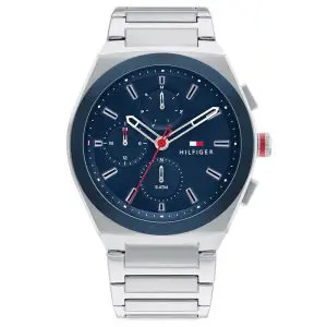 Tommy Hilfiger Men’s Quartz Silver Stainless Steel Blue Dial 44mm Watch 1791896 UAE DUBAI AJMAN SHARJAH ABU DHABI RAS AL KHAIMA UMM UL QUWAIN ALAIN FUJAIRAH