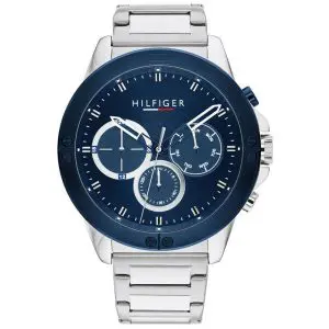 Tommy Hilfiger Men’s Quartz Silver Stainless Steel Blue Dial 46mm Watch 1791932 UAE DUBAI AJMAN SHARJAH ABU DHABI RAS AL KHAIMA UMM UL QUWAIN ALAIN FUJAIRAH