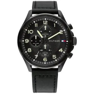 Tommy Hilfiger Men’s Quartz Black Leather Strap Black Dial 45mm Watch 1792004 UAE DUBAI AJMAN SHARJAH ABU DHABI RAS AL KHAIMA UMM UL QUWAIN ALAIN FUJAIRAH