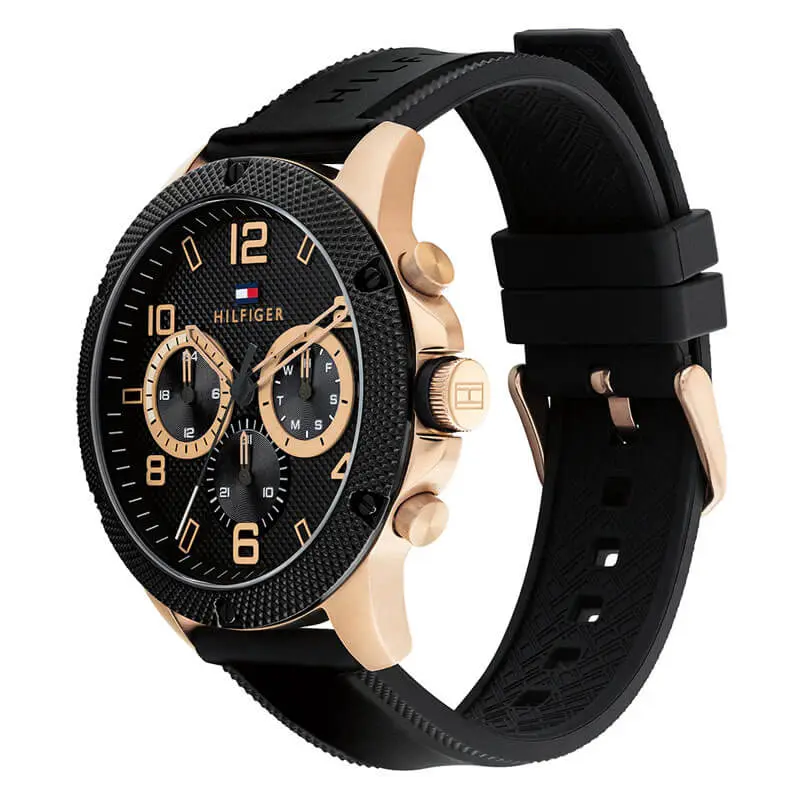Tommy Hilfiger Men’s Quartz Black Silicone Strap Black Dial 46mm Watch 1792028 UAE DUBAI AJMAN SHARJAH ABU DHABI RAS AL KHAIMA UMM UL QUWAIN ALAIN FUJAIRAH
