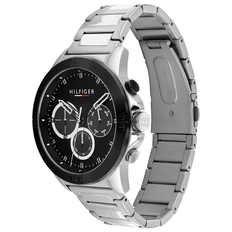 Tommy Hilfiger Men’s Quartz Silver Stainless Steel Black Dial 46mm Watch 1791890 UAE DUBAI AJMAN SHARJAH ABU DHABI RAS AL KHAIMA UMM UL QUWAIN ALAIN FUJAIRAH