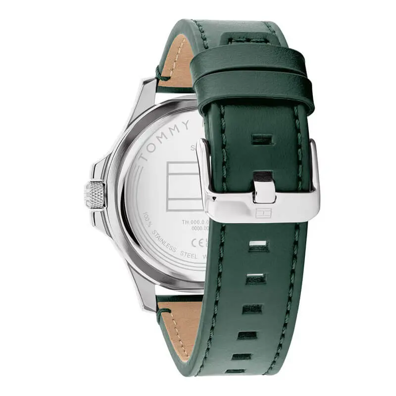 Tommy Hilfiger Men’s Quartz Green Leather Strap Black Dial 46mm Watch 1710531 UAE DUBAI AJMAN SHARJAH ABU DHABI RAS AL KHAIMA UMM UL QUWAIN ALAIN FUJAIRAH