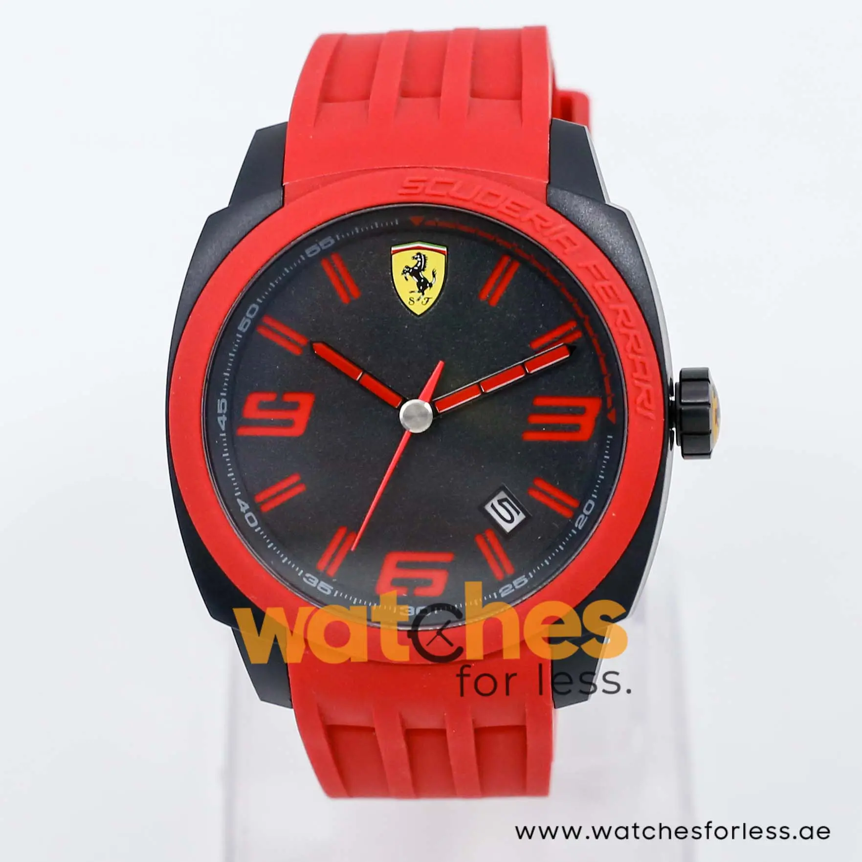Ferrari Men’s Quartz Red Silicone Strap Black Dial 46mm Watch 830118 UAE DUBAI AJMAN SHARJAH ABU DHABI RAS AL KHAIMA UMM UL QUWAIN ALAIN FUJAIRAH