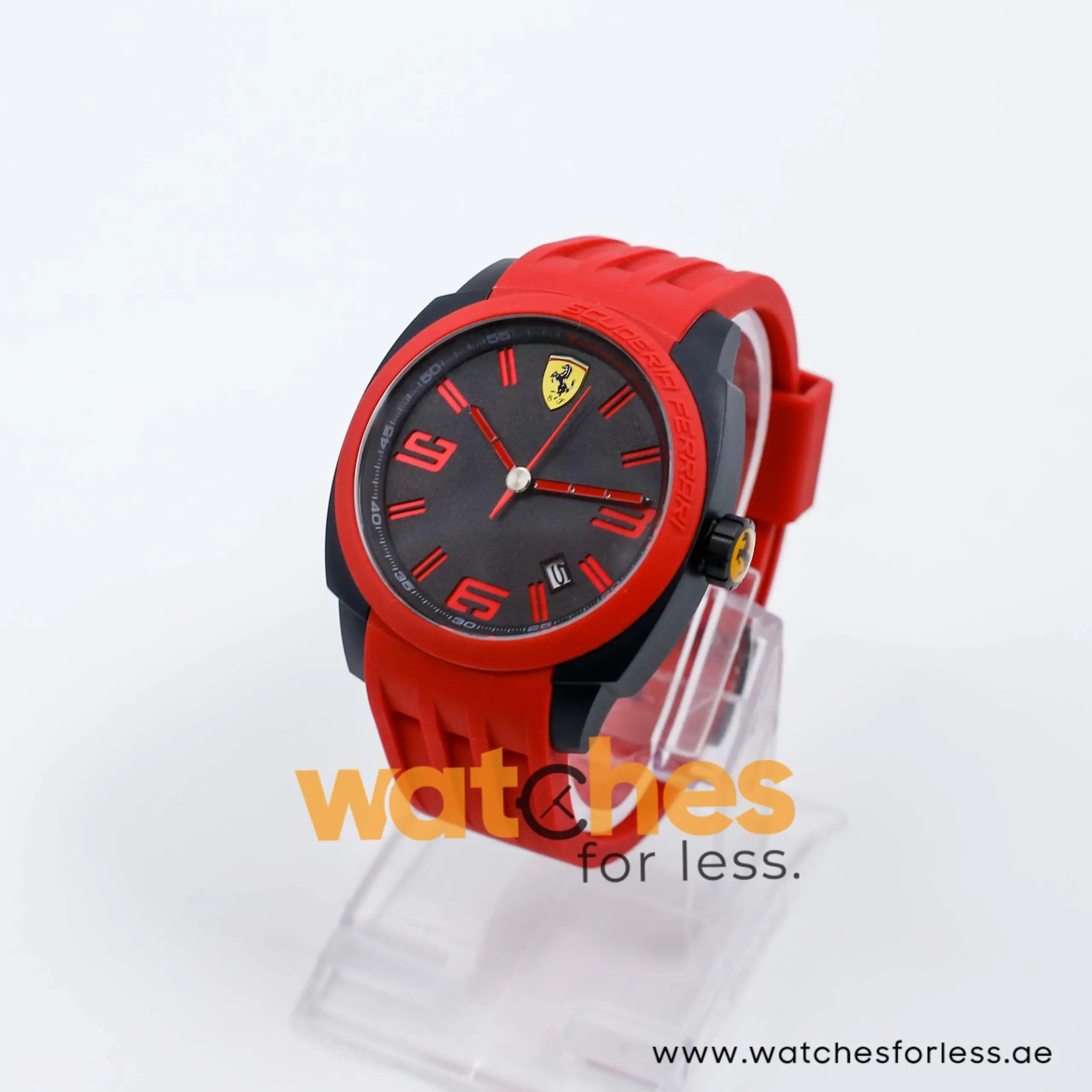 Ferrari Men’s Quartz Red Silicone Strap Black Dial 46mm Watch 830118 UAE DUBAI AJMAN SHARJAH ABU DHABI RAS AL KHAIMA UMM UL QUWAIN ALAIN FUJAIRAH