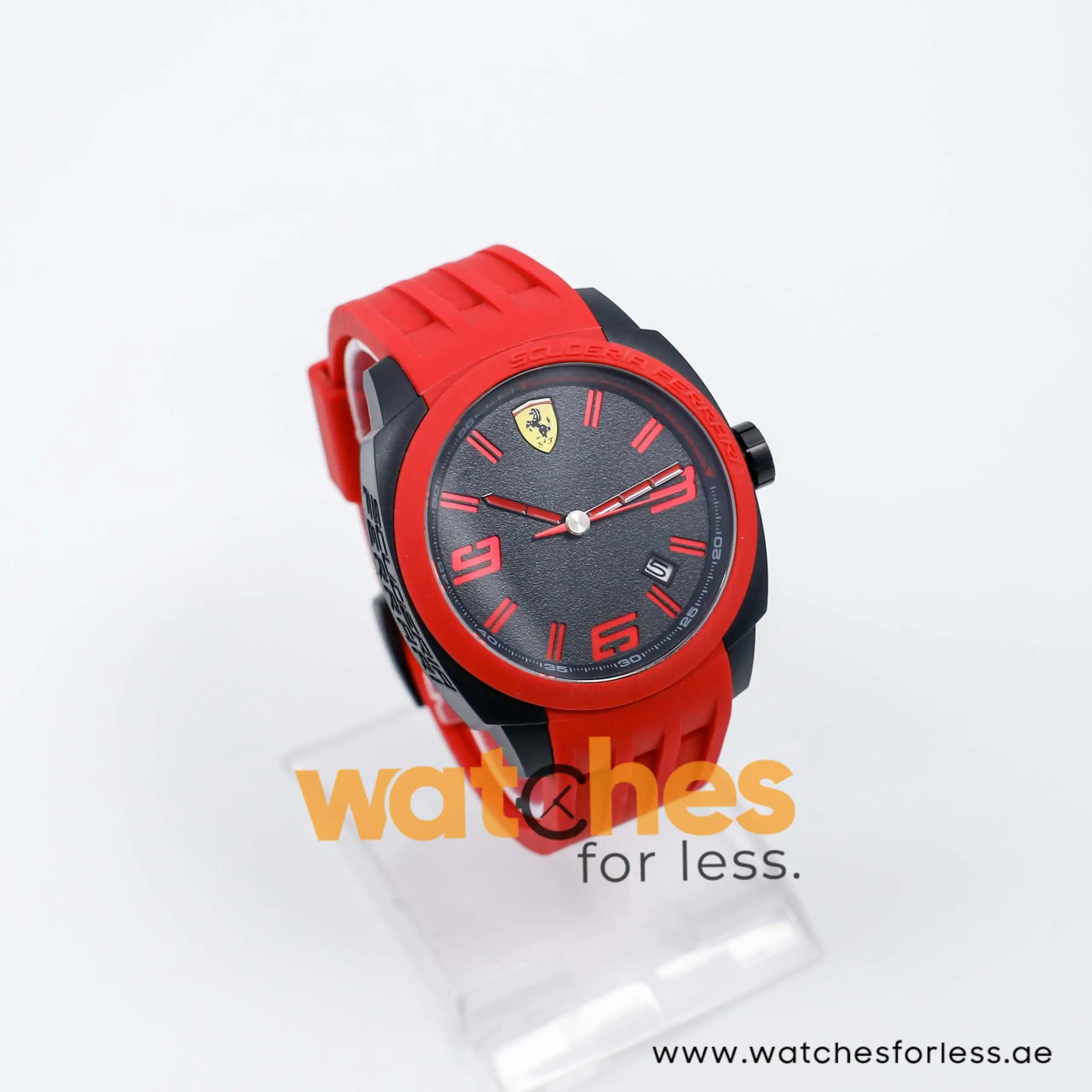 Ferrari Men’s Quartz Red Silicone Strap Black Dial 46mm Watch 830118 UAE DUBAI AJMAN SHARJAH ABU DHABI RAS AL KHAIMA UMM UL QUWAIN ALAIN FUJAIRAH