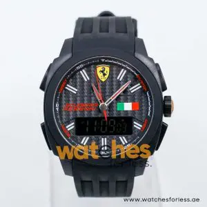 Ferrari Men’s Analog & Digital Black Silicone Strap Black Dial 46mm Watch 830123
