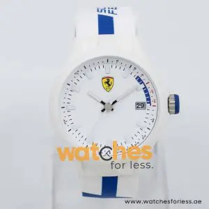 Ferrari Men’s Quartz White Silicone Strap White Dial 44mm Watch 830153