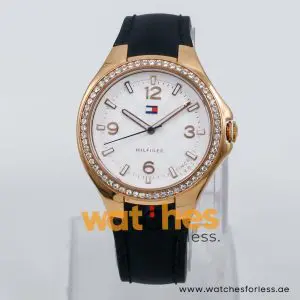 Tommy Hilfiger Women’s Quartz Black Silicone Strap White Dial 37mm Watch 1781375