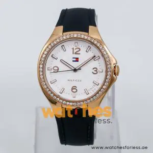 Tommy Hilfiger Women’s Quartz Black Silicone Strap White Dial 37mm Watch 1781375