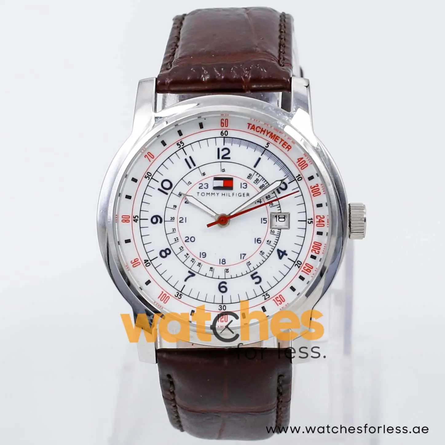 Tommy Hilfiger Men’s Quartz Dark Brown Leather Strap White Dial 41mm Watch 1710051 UAE DUBAI AJMAN SHARJAH ABU DHABI RAS AL KHAIMA UMM UL QUWAIN ALAIN FUJAIRAH