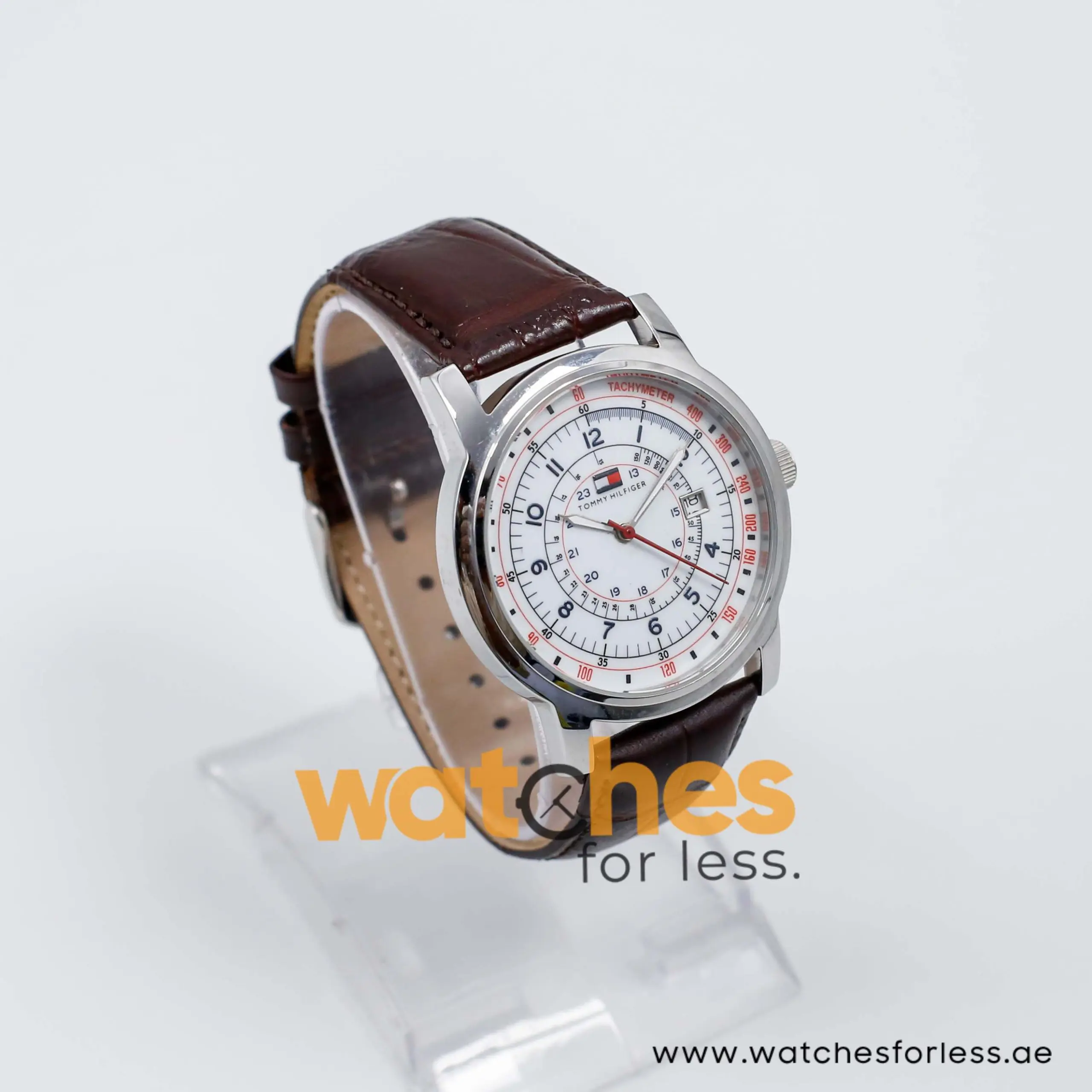 Tommy Hilfiger Men’s Quartz Dark Brown Leather Strap White Dial 41mm Watch 1710051