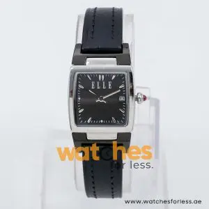 Elle Women’s Quartz Black Leather Strap Black Dial 23mm Watch EL20040S06N