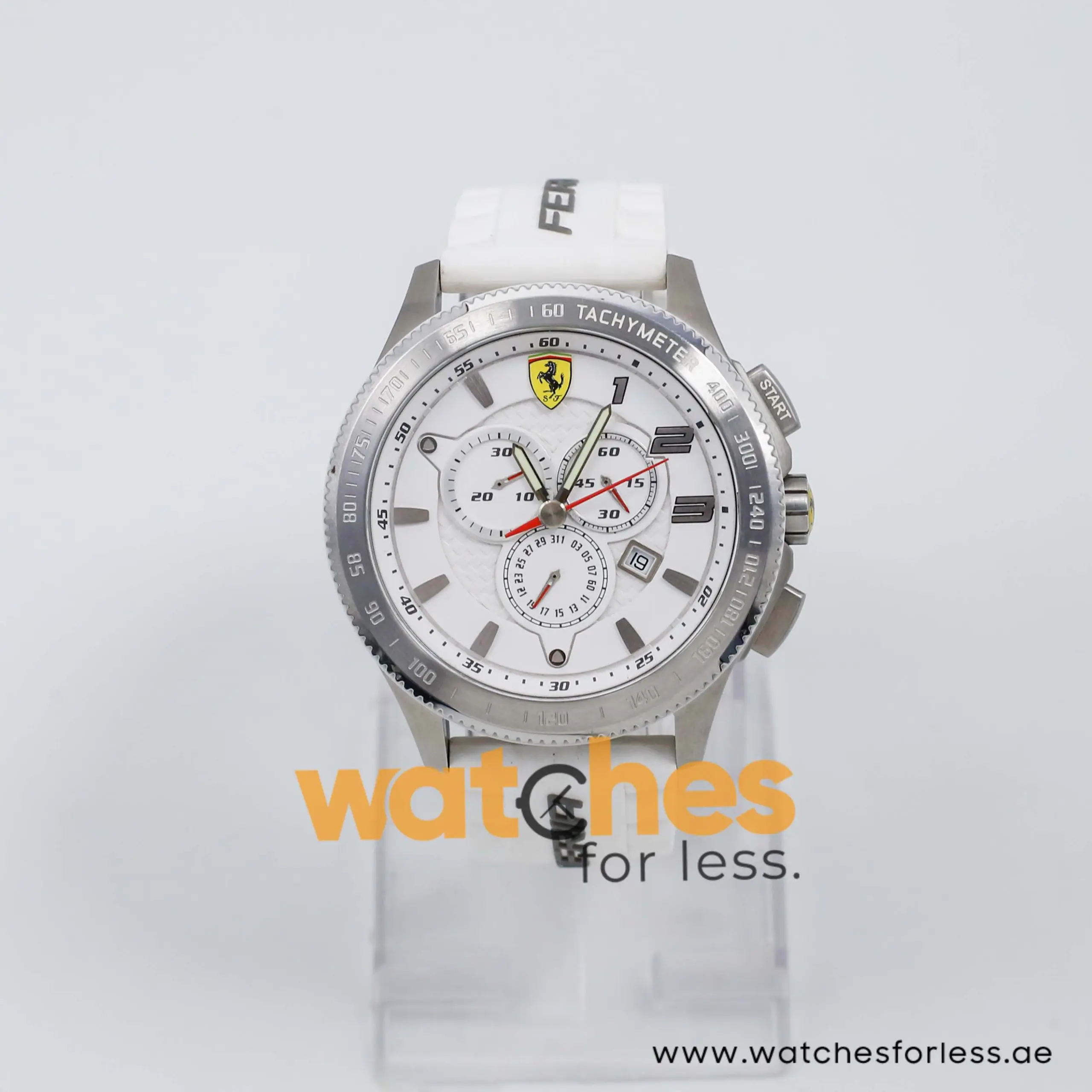 Ferrari Men’s Quartz White Silicone Strap White Dial 48mm Watch 830140/1