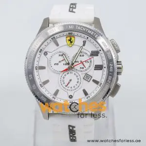 Ferrari Men’s Quartz White Silicone Strap White Dial 48mm Watch 830140/1