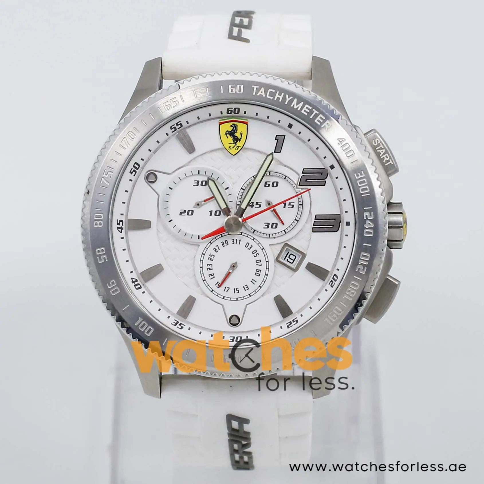 Ferrari Men’s Quartz White Silicone Strap White Dial 48mm Watch 830140/1
