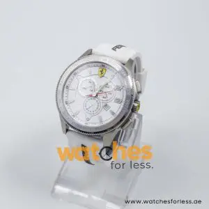 Ferrari Men’s Quartz White Silicone Strap White Dial 48mm Watch 830140/1