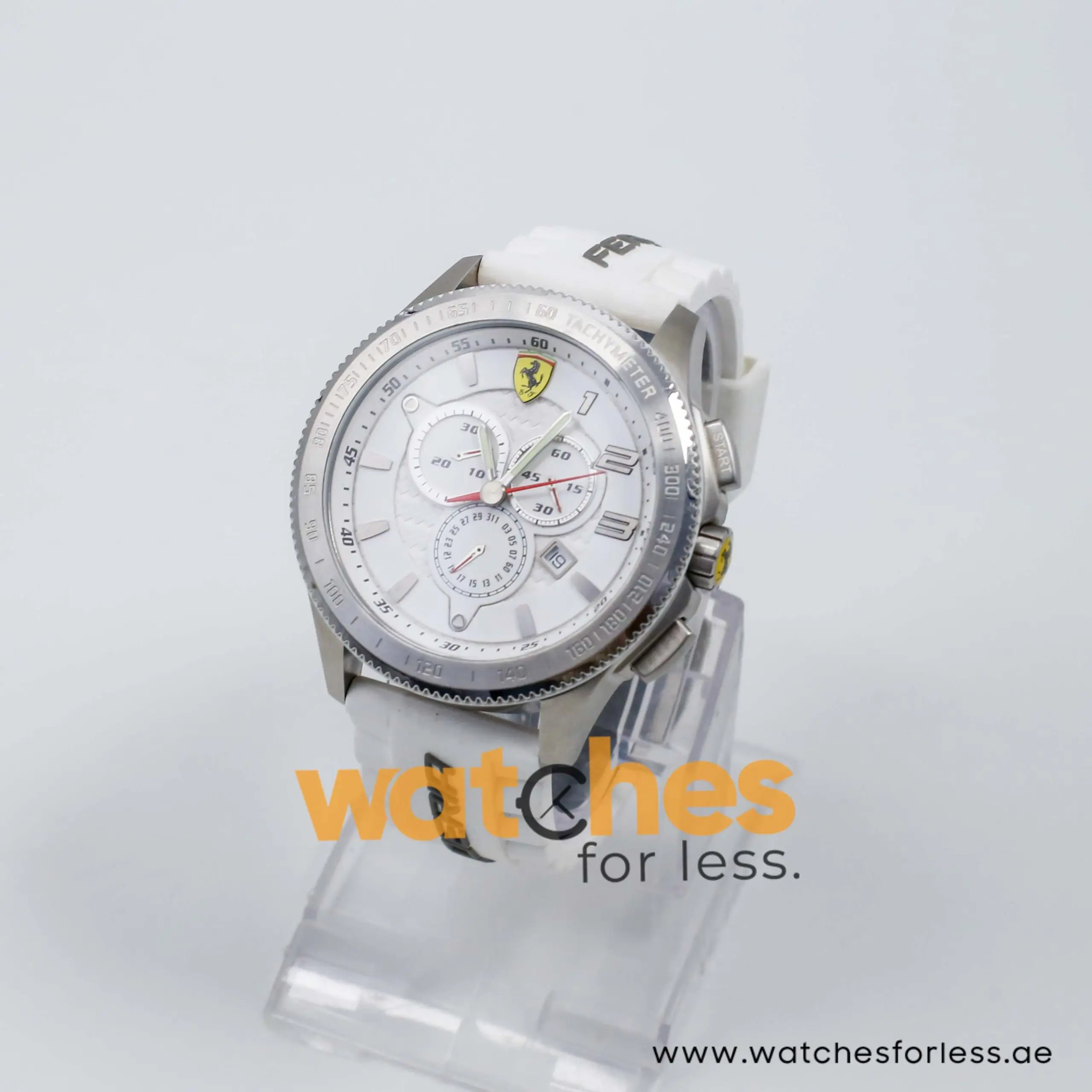 Ferrari Men’s Quartz White Silicone Strap White Dial 48mm Watch 830140/1