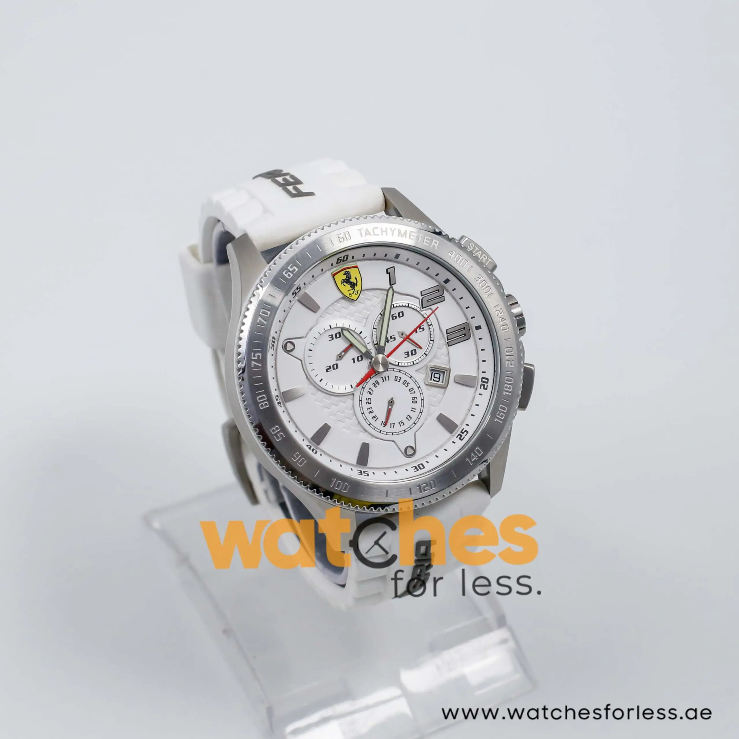 Ferrari Men’s Quartz White Silicone Strap White Dial 48mm Watch 830140/1