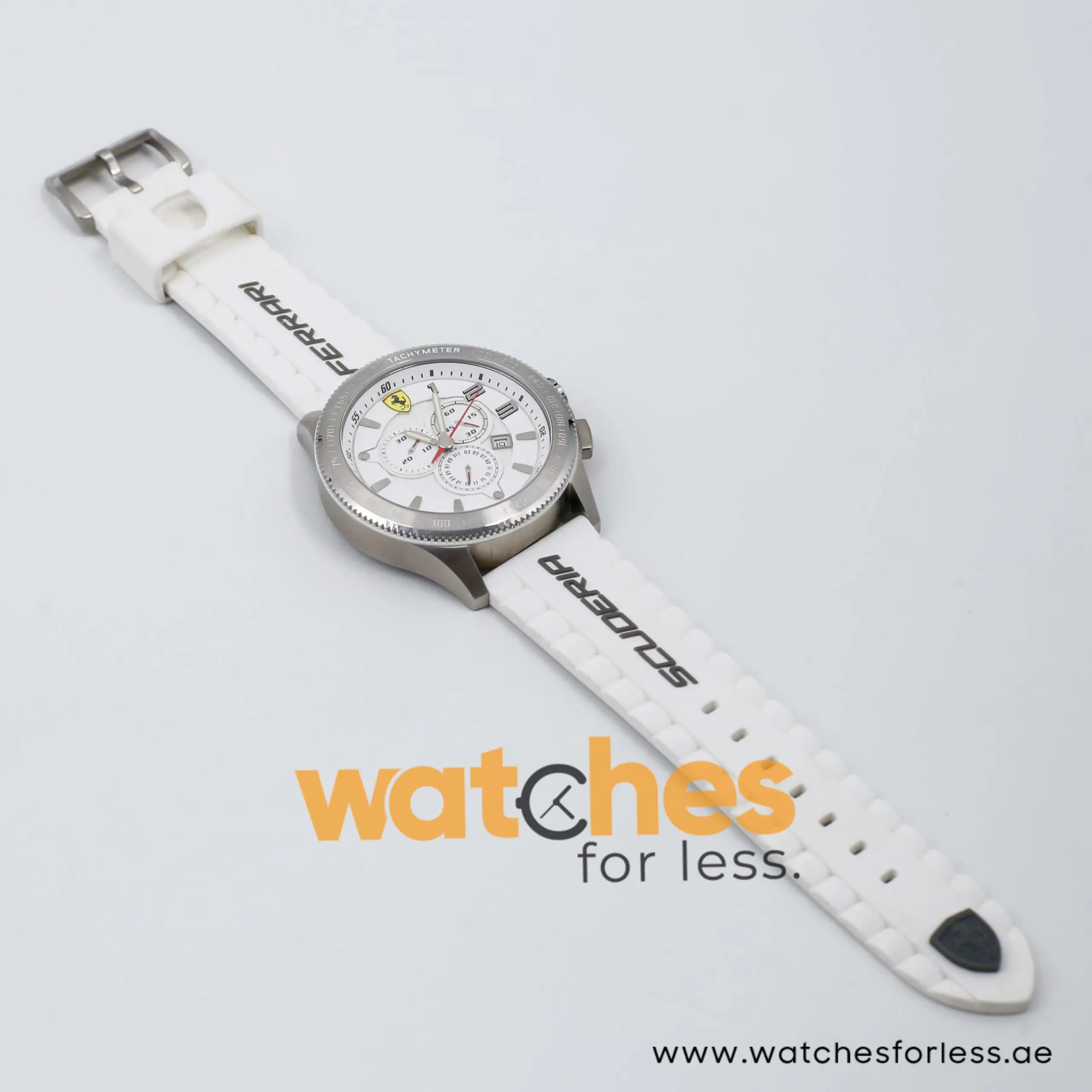 Ferrari Men’s Quartz White Silicone Strap White Dial 48mm Watch 830140/1