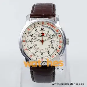 Tommy Hilfiger Men’s Quartz Dark Brown Leather Strap Off White Dial 41mm Watch 1710052