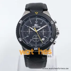 Lacoste Men’s Quartz Black Leather Strap Black Dial 43mm Watch 2010491 UAE DUBAI AJMAN SHARJAH ABU DHABI RAS AL KHAIMA UMM UL QUWAIN ALAIN FUJAIRAH