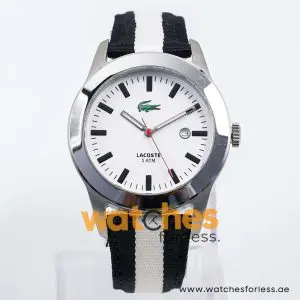 Lacoste Unisex’s Quartz Black & White Nylon Strap White Dial 42mm Watch 2010503 UAE DUBAI AJMAN SHARJAH ABU DHABI RAS AL KHAIMA UMM UL QUWAIN ALAIN FUJAIRAH