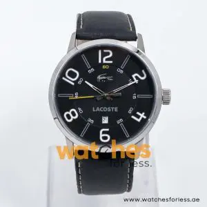 Lacoste Men’s Quartz Black Leather Strap Black Dial 44mm Watch 2010499/1 UAE DUBAI AJMAN SHARJAH ABU DHABI RAS AL KHAIMA UMM UL QUWAIN ALAIN FUJAIRAH