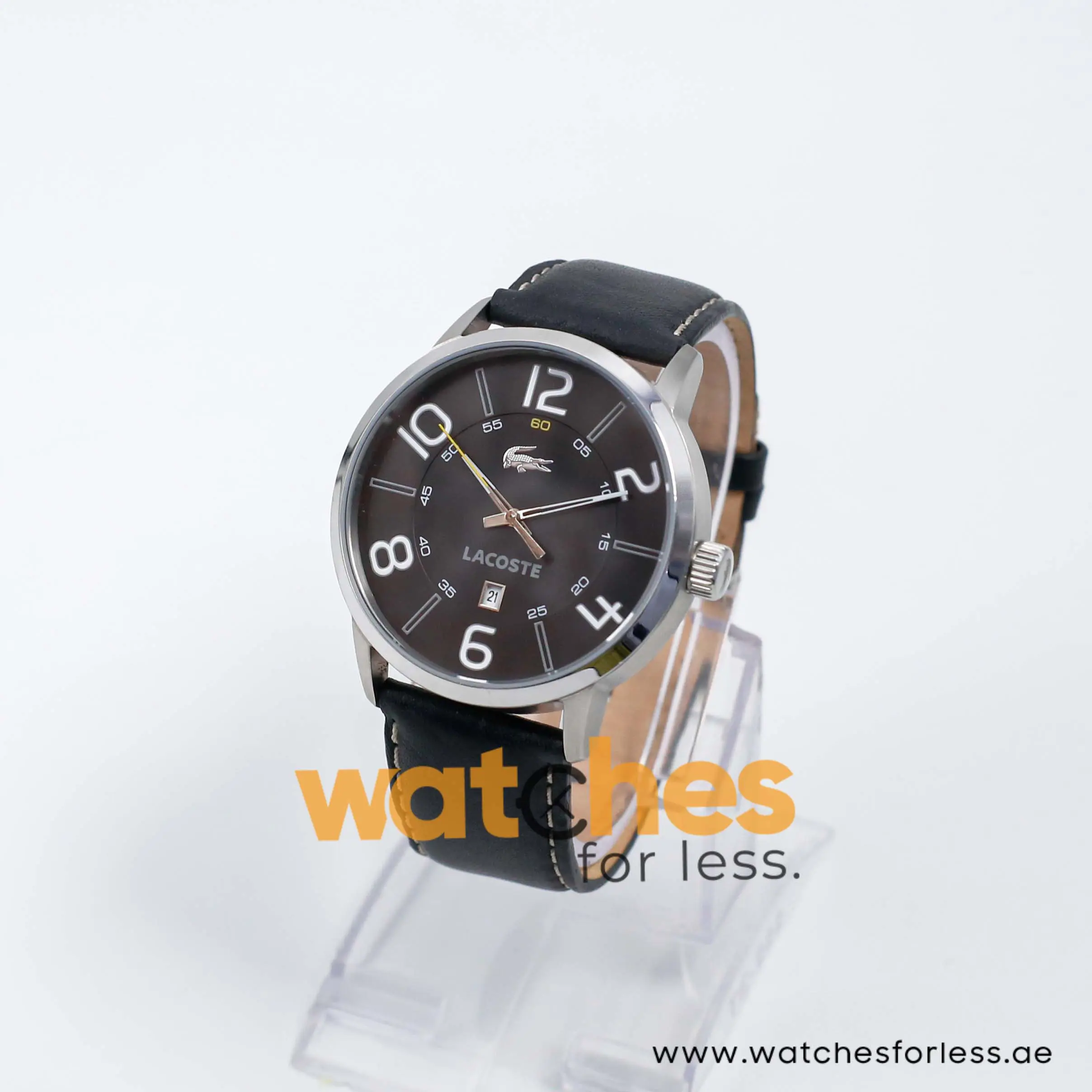 Lacoste Men’s Quartz Black Leather Strap Black Dial 44mm Watch 2010499/1 UAE DUBAI AJMAN SHARJAH ABU DHABI RAS AL KHAIMA UMM UL QUWAIN ALAIN FUJAIRAH