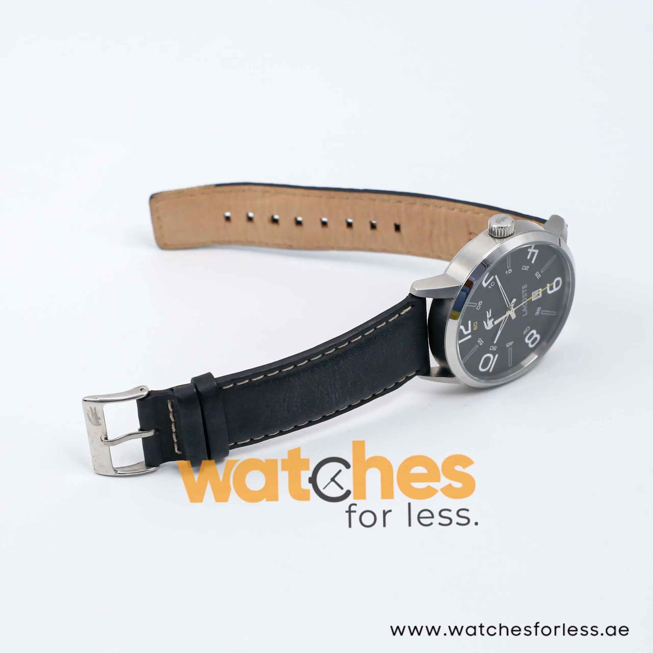 Lacoste Men’s Quartz Black Leather Strap Black Dial 44mm Watch 2010499/1 UAE DUBAI AJMAN SHARJAH ABU DHABI RAS AL KHAIMA UMM UL QUWAIN ALAIN FUJAIRAH