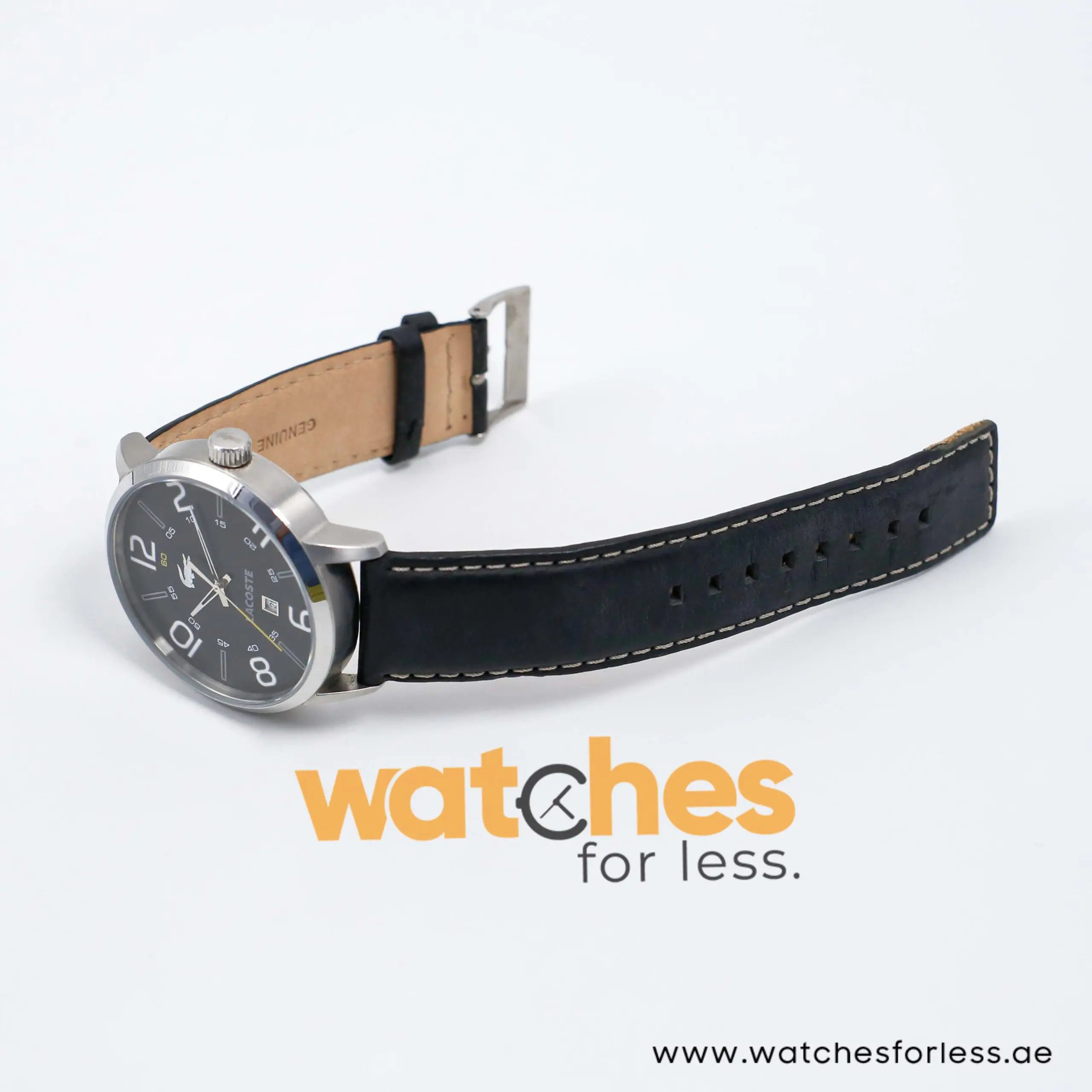Lacoste Men’s Quartz Black Leather Strap Black Dial 44mm Watch 2010499/1 UAE DUBAI AJMAN SHARJAH ABU DHABI RAS AL KHAIMA UMM UL QUWAIN ALAIN FUJAIRAH