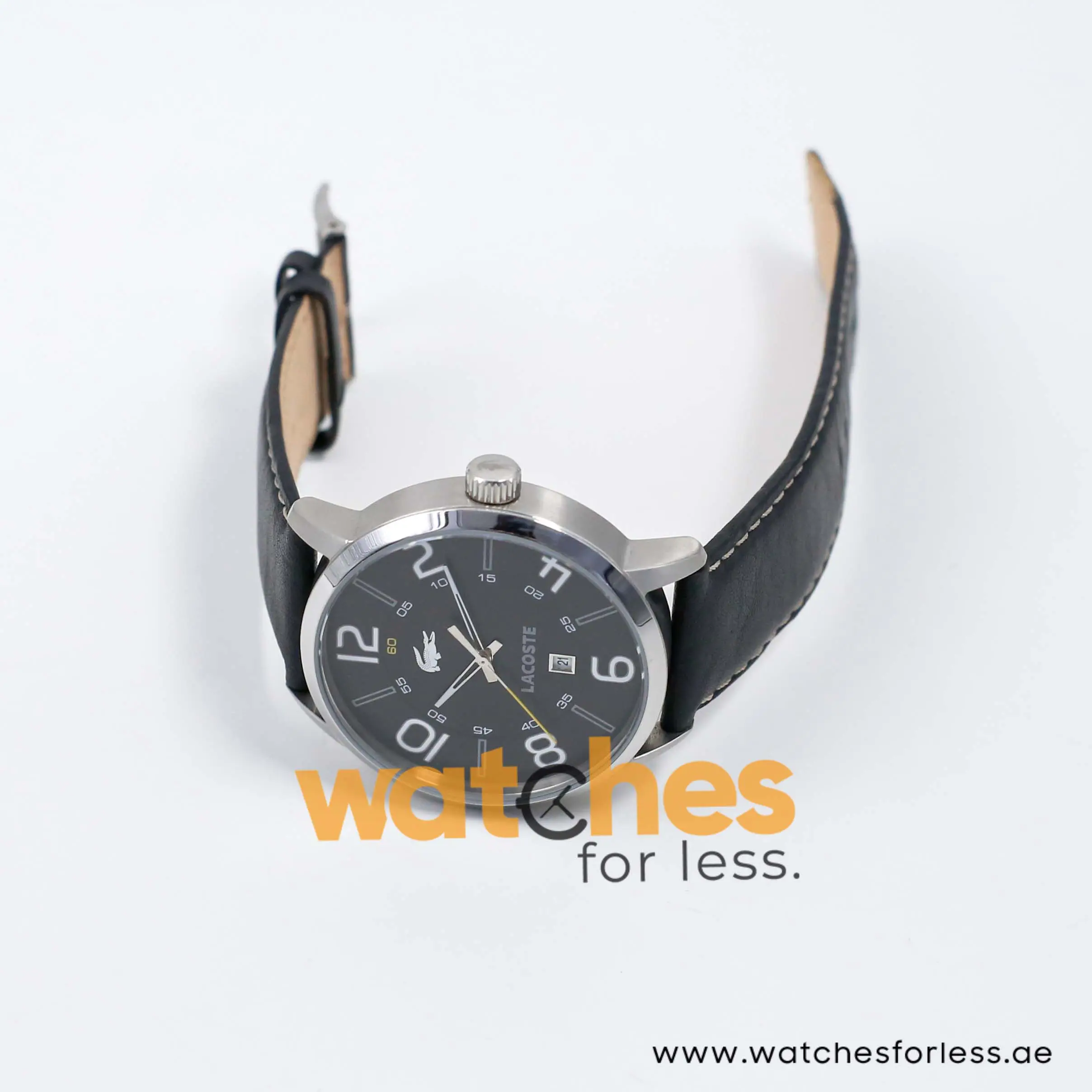 Lacoste Men’s Quartz Black Leather Strap Black Dial 44mm Watch 2010499/1 UAE DUBAI AJMAN SHARJAH ABU DHABI RAS AL KHAIMA UMM UL QUWAIN ALAIN FUJAIRAH