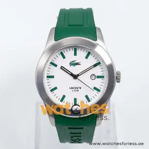 Lacoste Men’s Quartz Green Silicone Strap White Dial 42mm Watch 2010412 UAE DUBAI AJMAN SHARJAH ABU DHABI RAS AL KHAIMA UMM UL QUWAIN ALAIN FUJAIRAH